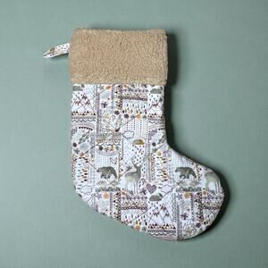 Christmas Stocking Handmade Woodland Cabin Hunting Woods Forest Sherpa Gift NEW